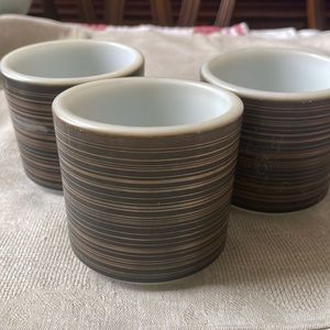 VTG PYREX Set of 3 Warming Mugs tumblers Terra Brown Stripes 12oz ca 1960s #3